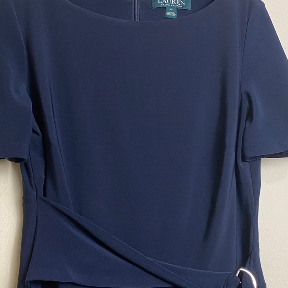 Ralph Lauren Navy Blue Wrap Midi Dress in Size 2 - Picture 5 of 7